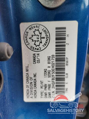 2HGFB2F50EH021759 2014 HONDA CIVIC photo no. 12