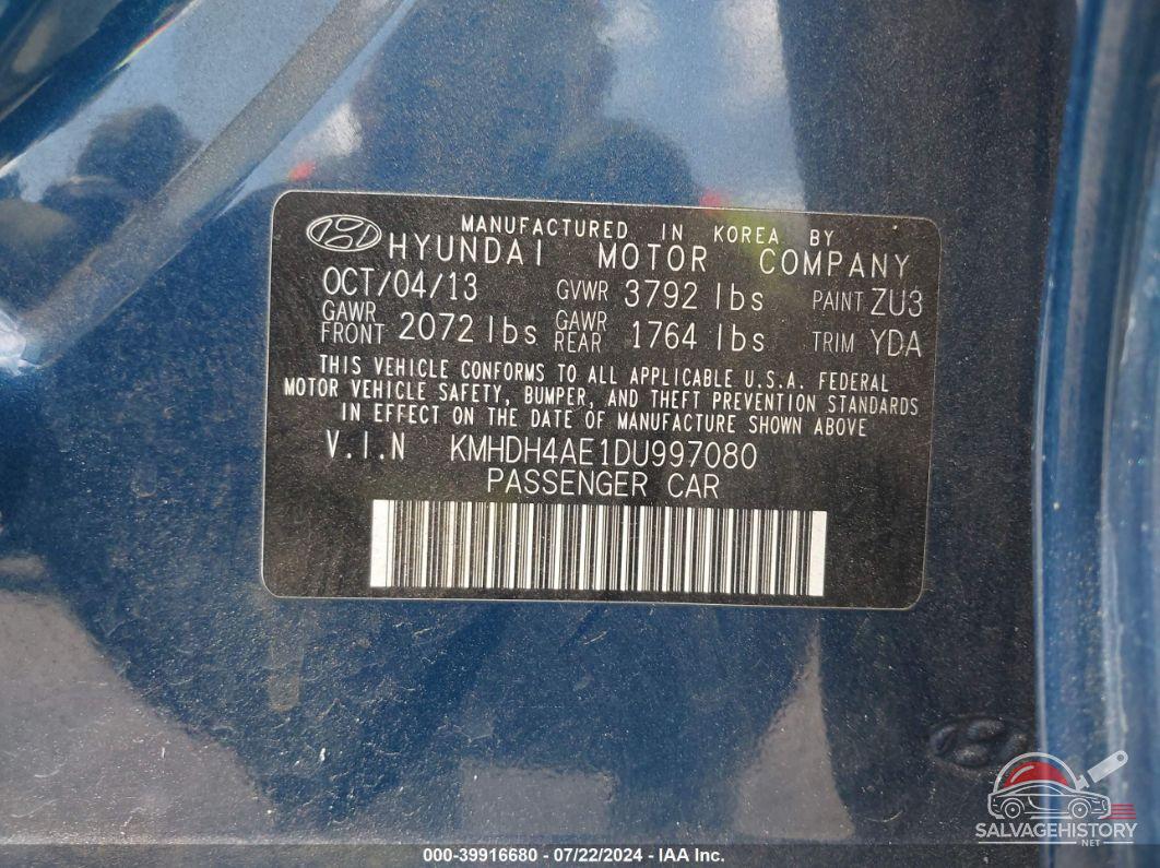 KMHDH4AE1DU997080 2013 HYUNDAI ELANTRA photo no. 9