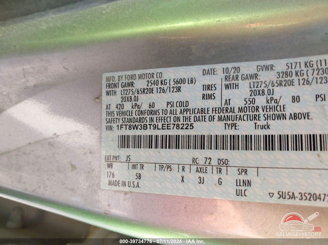 1FT8W3BT9LEE78225 2020 FORD F-350 photo no. 8