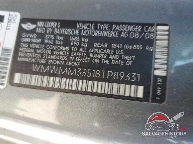 WMWMM33518TP89331 2008 MINI COOPER photo no. 12