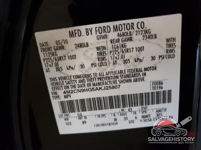 4M2CN9HG5AKJ25807 2010 MERCURY MARINER photo no. 13