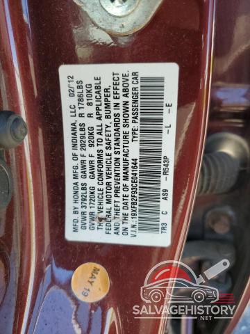 19XFB2F93CE041644 2012 HONDA CIVIC photo no. 12