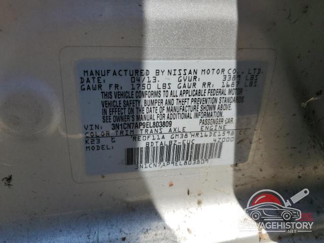 3N1CN7AP9EL803809 2014 NISSAN VERSA photo no. 12