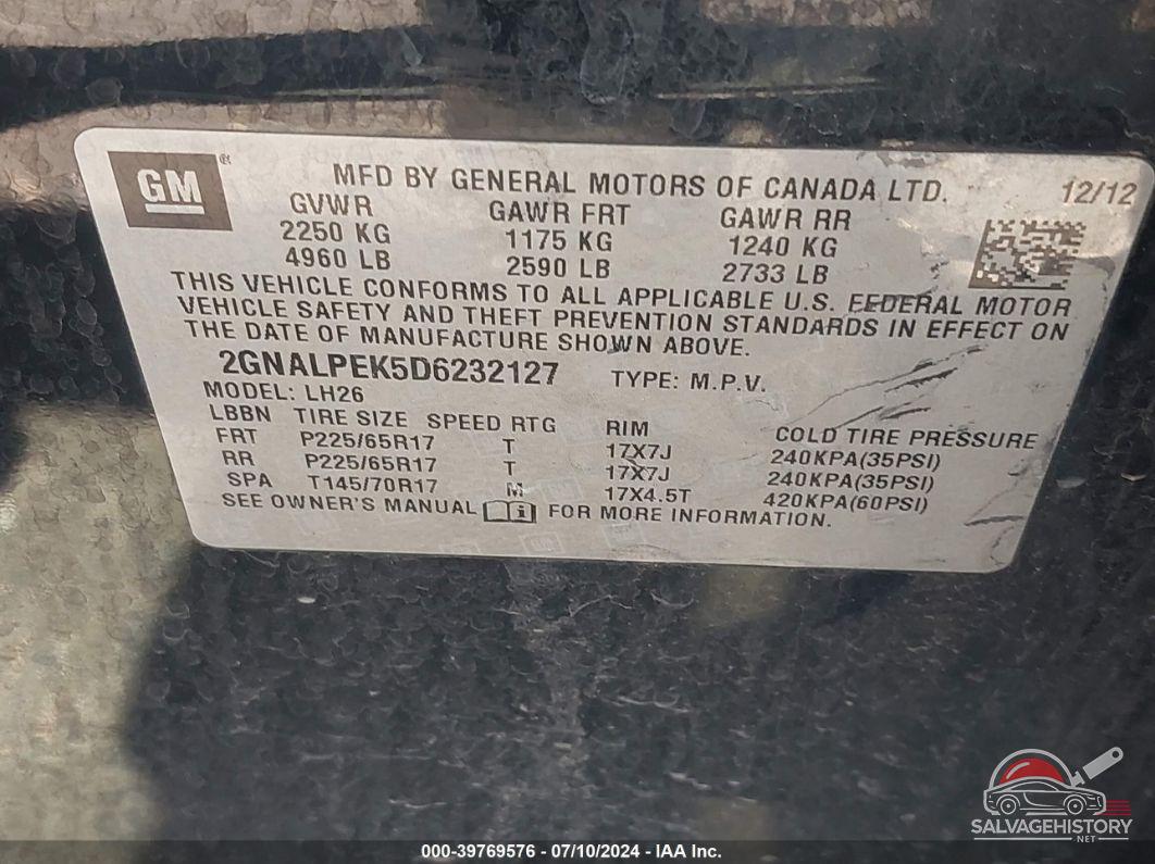 2GNALPEK5D6232127 2013 CHEVROLET EQUINOX photo no. 9