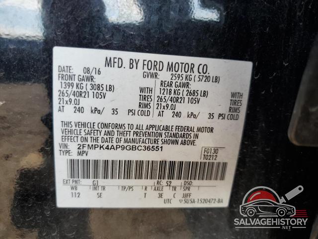 2FMPK4AP9GBC36551 2016 FORD EDGE photo no. 13