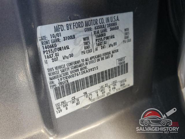 1FTRW07612KA59212 2002 FORD F-150 photo no. 12