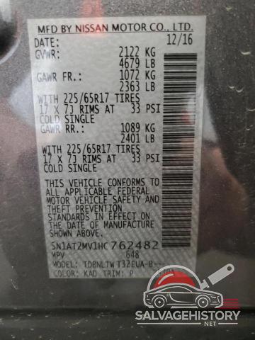5N1AT2MV1HC762482 2017 NISSAN ROGUE photo no. 13