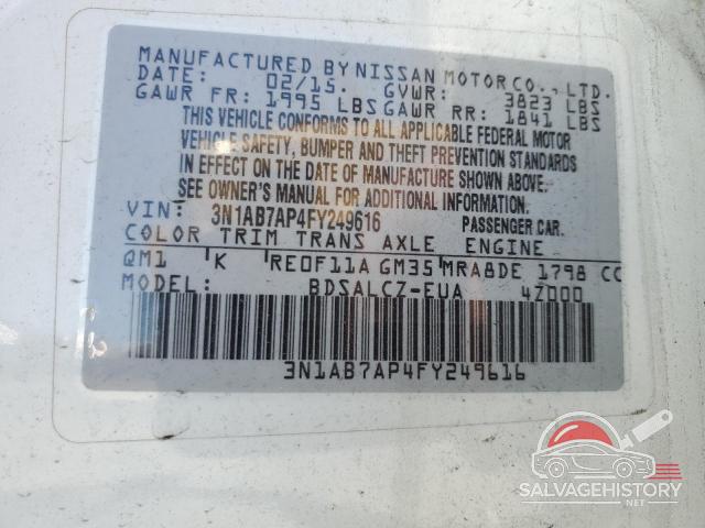 3N1AB7AP4FY249616 2015 NISSAN SENTRA photo no. 13