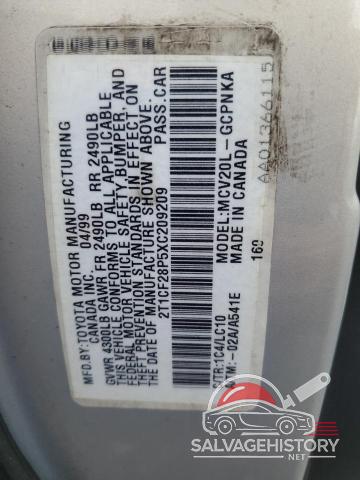 2T1CF28P5XC209209 1999 TOYOTA CAMRY SOLA photo no. 12
