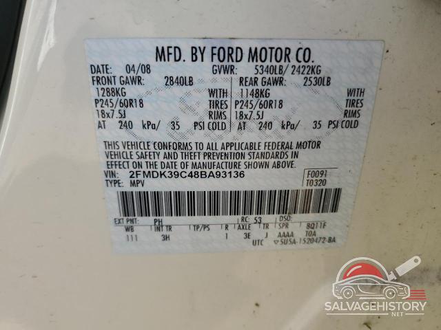 2FMDK39C48BA93136 2008 FORD EDGE photo no. 12