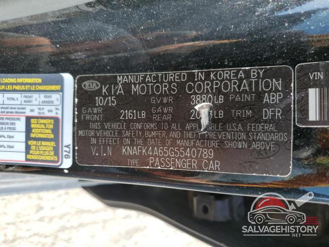 KNAFK4A65G5540789 2016 KIA FORTE photo no. 12