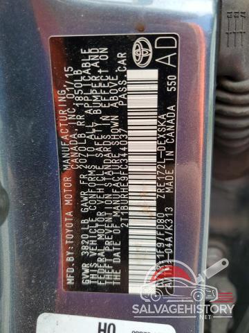 2T1BURHE9FC344037 2015 TOYOTA COROLLA photo no. 12