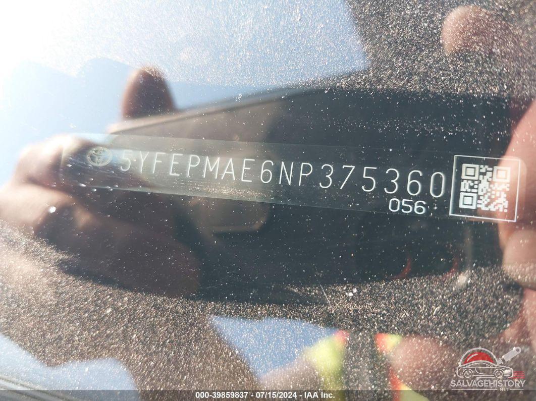 5YFEPMAE6NP375360 2022 TOYOTA COROLLA photo no. 9