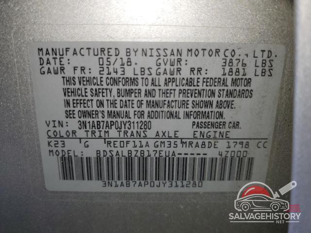 3N1AB7AP0JY311280 2018 NISSAN SENTRA photo no. 12