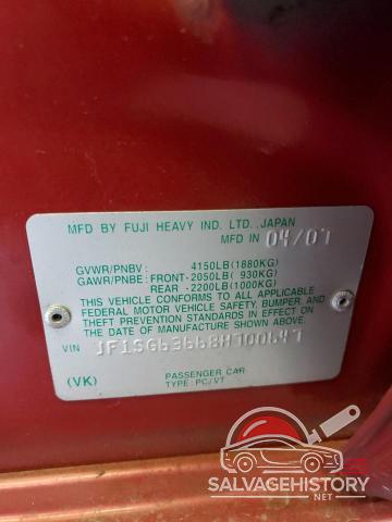 JF1SG63668H700647 2008 SUBARU FORESTER photo no. 13