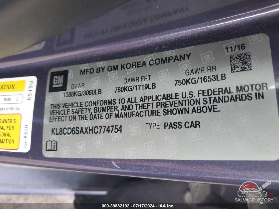 KL8CD6SAXHC774754 2017 CHEVROLET SPARK photo no. 9