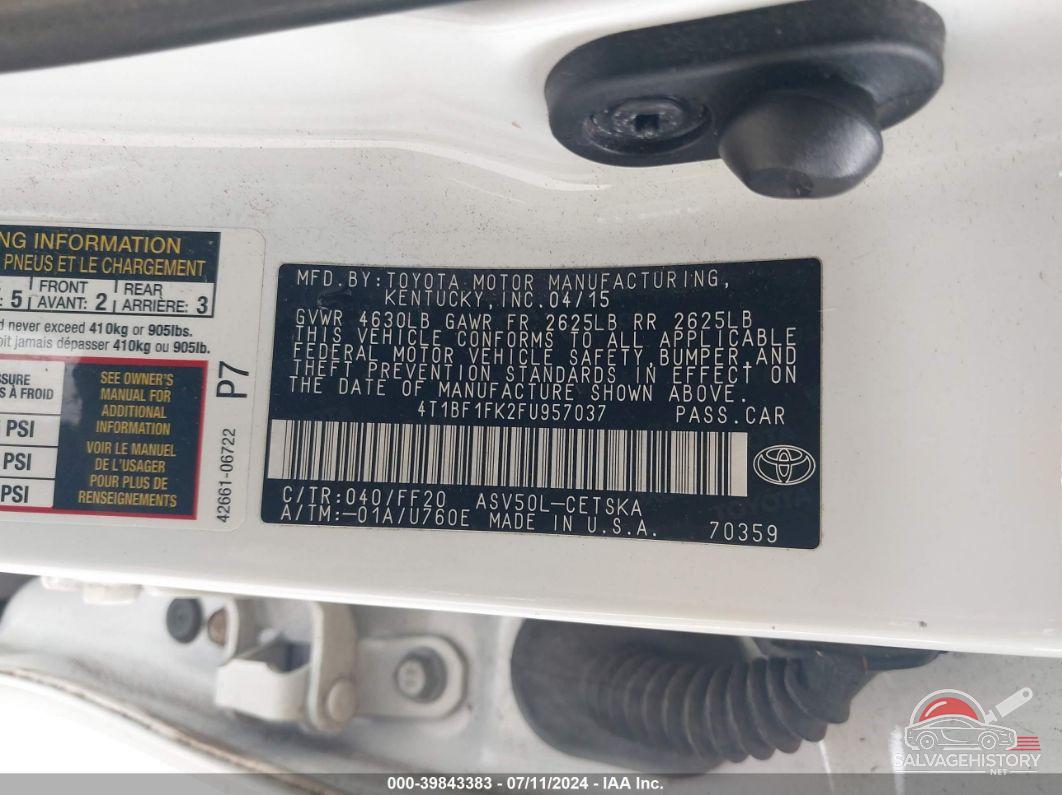 4T1BF1FK2FU957037 2015 TOYOTA CAMRY photo no. 9