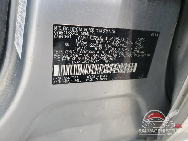 JTEGD20V450076477 2005 TOYOTA RAV4 photo no. 13