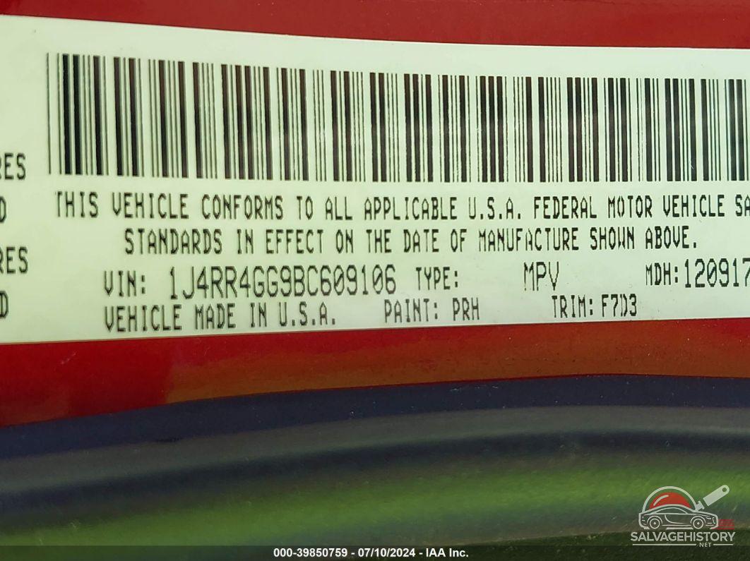 1J4RR4GG9BC609106 2011 JEEP GRAND CHEROKEE photo no. 9