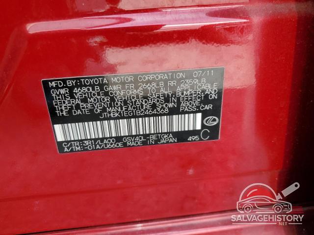JTHBK1EG1B2464368 2011 LEXUS ES350 photo no. 12