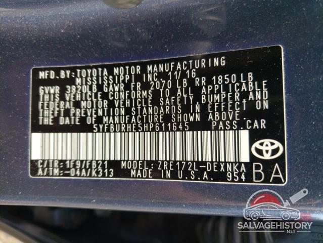 5YFBURHE5HP611645 2017 TOYOTA COROLLA photo no. 12