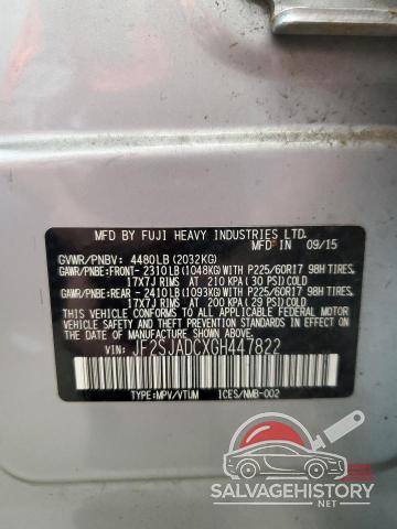 JF2SJADCXGH447822 2016 SUBARU FORESTER photo no. 14