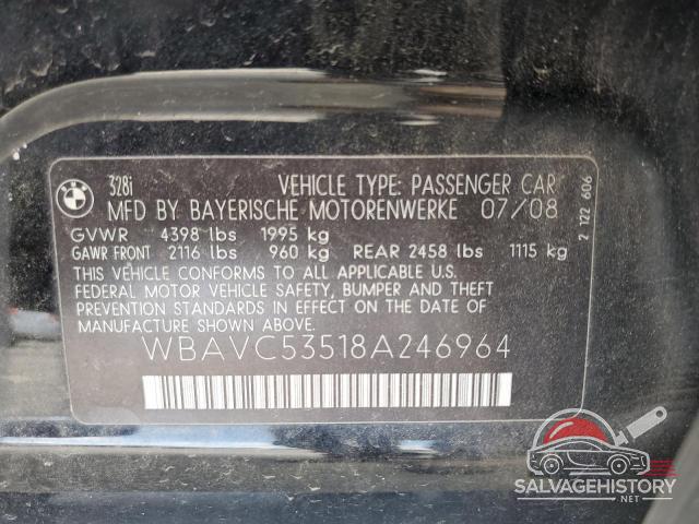 WBAVC53518A246964 2008 BMW 3 SERIES photo no. 12