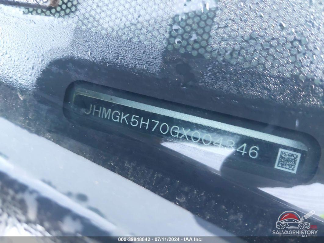 JHMGK5H70GX004346 2016 HONDA FIT photo no. 9