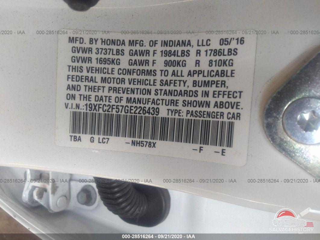 19XFC2F57GE226439 2016 HONDA CIVIC SEDAN photo no. 9