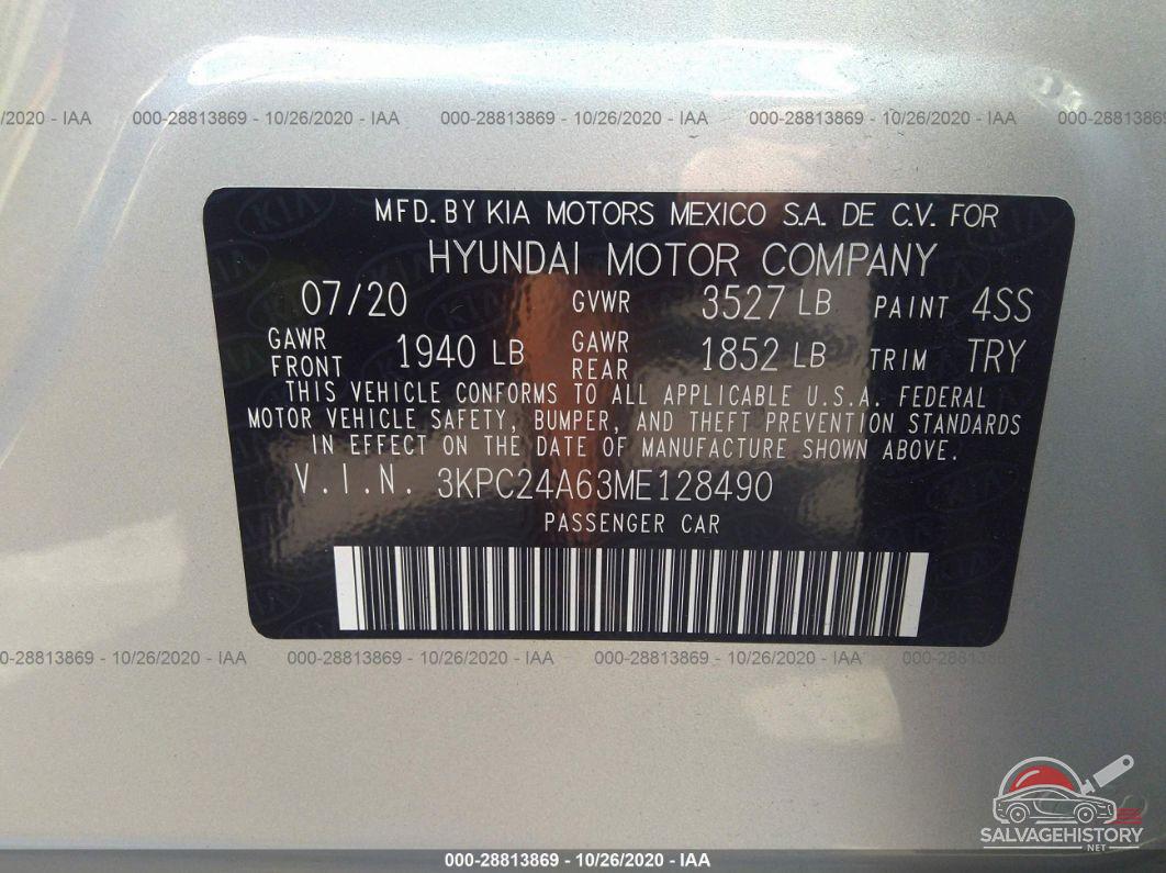 3KPC24A63ME128490 2021 HYUNDAI ACCENT photo no. 9