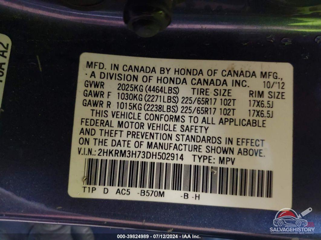 2HKRM3H73DH502914 2013 HONDA CR-V photo no. 9