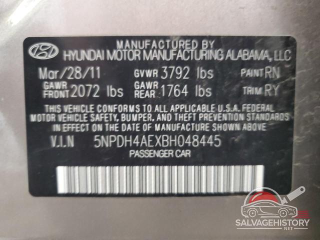 5NPDH4AEXBH048445 2011 HYUNDAI ELANTRA photo no. 12