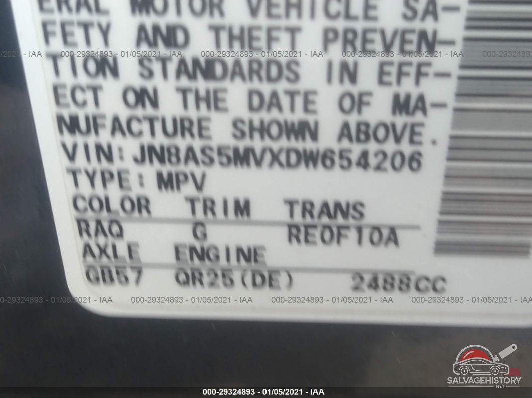 JN8AS5MVXDW654206 2013 NISSAN ROGUE photo no. 9