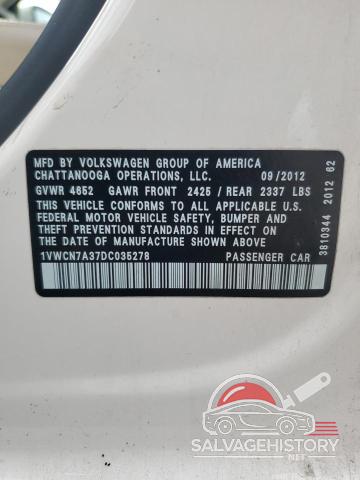 1VWCN7A37DC035278 2013 VOLKSWAGEN PASSAT photo no. 13