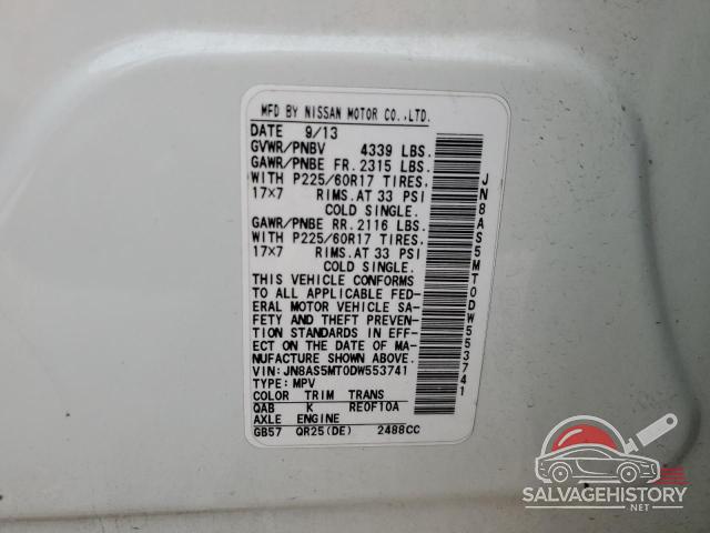 JN8AS5MT0DW553741 2013 NISSAN ROGUE photo no. 13