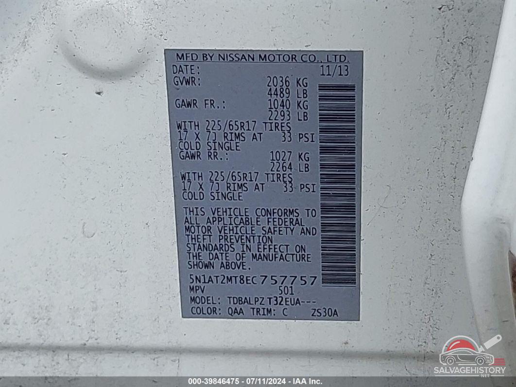 5N1AT2MT8EC757757 2014 NISSAN ROGUE photo no. 9