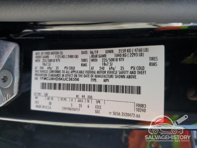 1FMCU9HD5KUC36356 2019 FORD ESCAPE photo no. 13