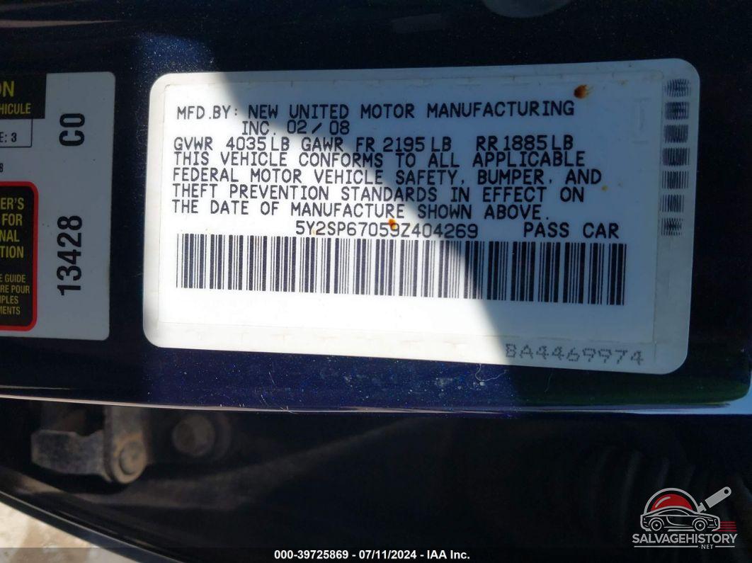 5Y2SP67059Z404269 2009 PONTIAC VIBE photo no. 9