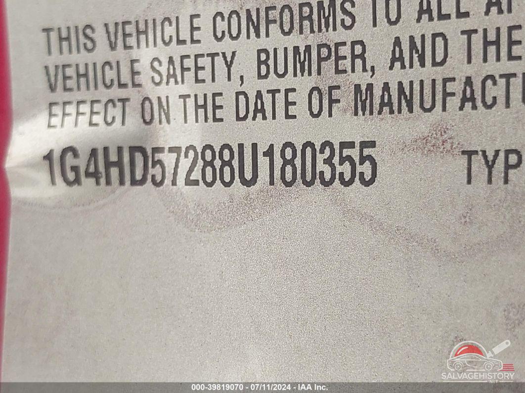 1G4HD57288U180355 2008 BUICK LUCERNE photo no. 9