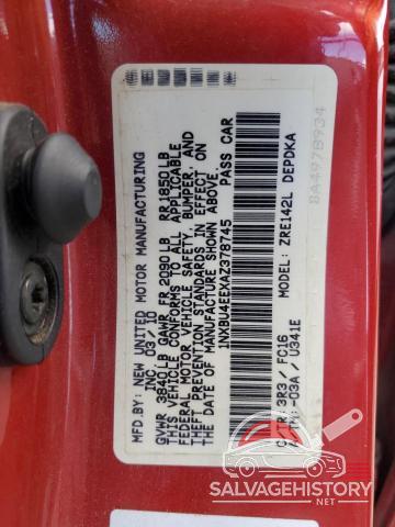1NXBU4EEXAZ378745 2010 TOYOTA COROLLA photo no. 12