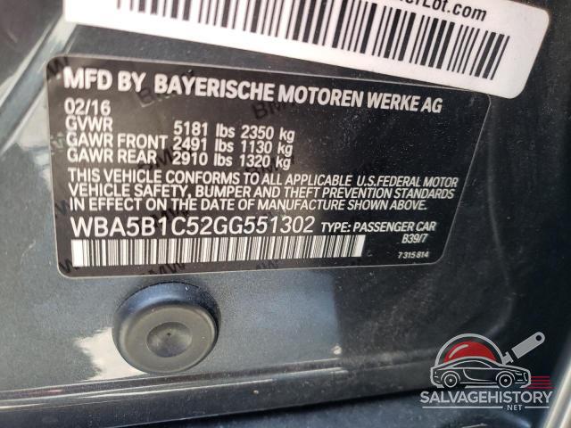 WBA5B1C52GG551302 2016 BMW 5 SERIES photo no. 12
