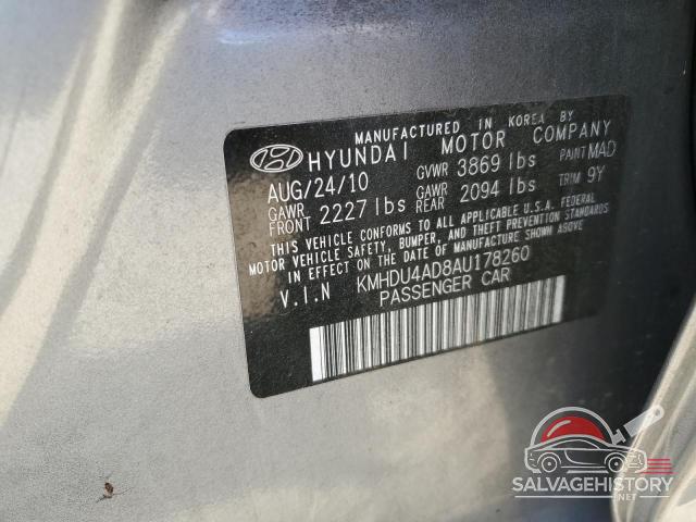 KMHDU4AD8AU178260 2010 HYUNDAI ELANTRA photo no. 12