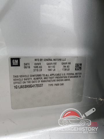 1G1JA5SH9G4175537 2016 CHEVROLET SONIC photo no. 12