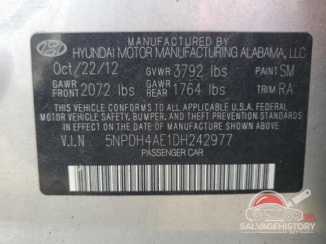 5NPDH4AE1DH242977 2013 HYUNDAI ELANTRA photo no. 12