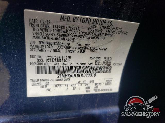 2FMHK6DC8CBD20010 2012 FORD FLEX photo no. 13