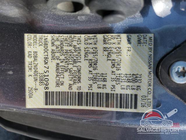 1N6BD0CT8GN751098 2016 NISSAN FRONTIER photo no. 13
