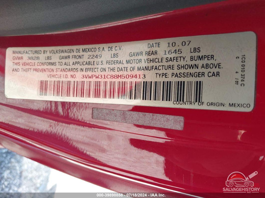 3VWPW31C88M509413 2008 VOLKSWAGEN NEW BEETLE photo no. 9