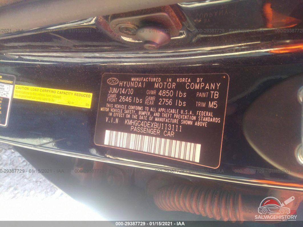 KMHGC4DEXBU113111 2011 HYUNDAI GENESIS photo no. 9
