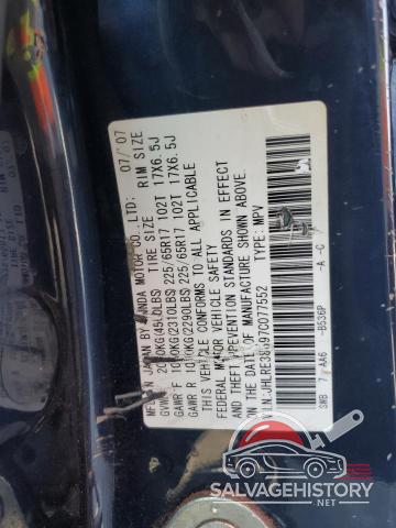 JHLRE38397C077552 2007 HONDA CRV photo no. 12