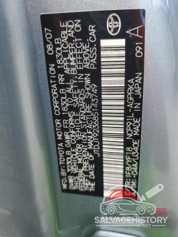 JTDJT923685143749 2008 TOYOTA YARIS photo no. 13